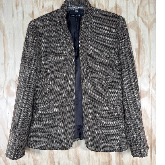 Lafayette 148 New York Wool Blend Tweed Zip Front Jacket Size 6 Luxury Outerwear - Picture 1 of 12